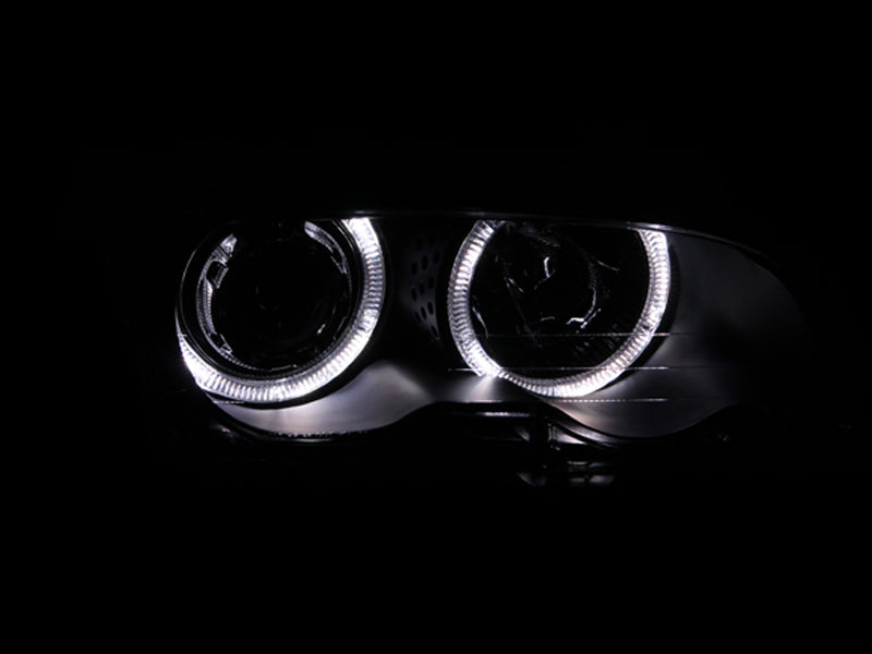 ANZO 1999-2001 BMW 3 Series E46 Projector Headlights w/ Halo Black ANZO 1999-2001 BMW 3 Series E46 Projector Headlights w/ Halo Black