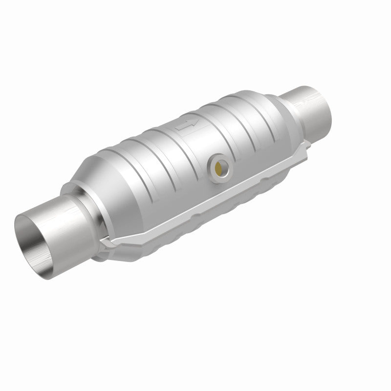 MagnaFlow Conv Univ 2.25in Inlet/Outlet Center/Center Round 11in Body L x 5.125in W x 15in Overall L MagnaFlow Conv Univ 2.25in Inlet/Outlet Center/Center Round 11in Body L x 5.125in W x 15in Overall L