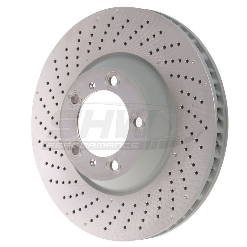 SHW 09-13 Porsche 911 Turbo w/Center Lock w/o Ceramics Left Frt Drill-Dimp MB Rotor (99735140502) SHW 09-13 Porsche 911 Turbo w/Center Lock w/o Ceramics Left Frt Drill-Dimp MB Rotor (99735140502)