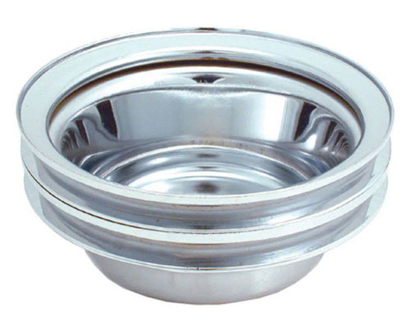 Spectre SB Chevy (w/Long Water Pump) Double Lower Groove Crankshaft Pulley - Chrome Spectre SB Chevy (w/Long Water Pump) Double Lower Groove Crankshaft Pulley - Chrome