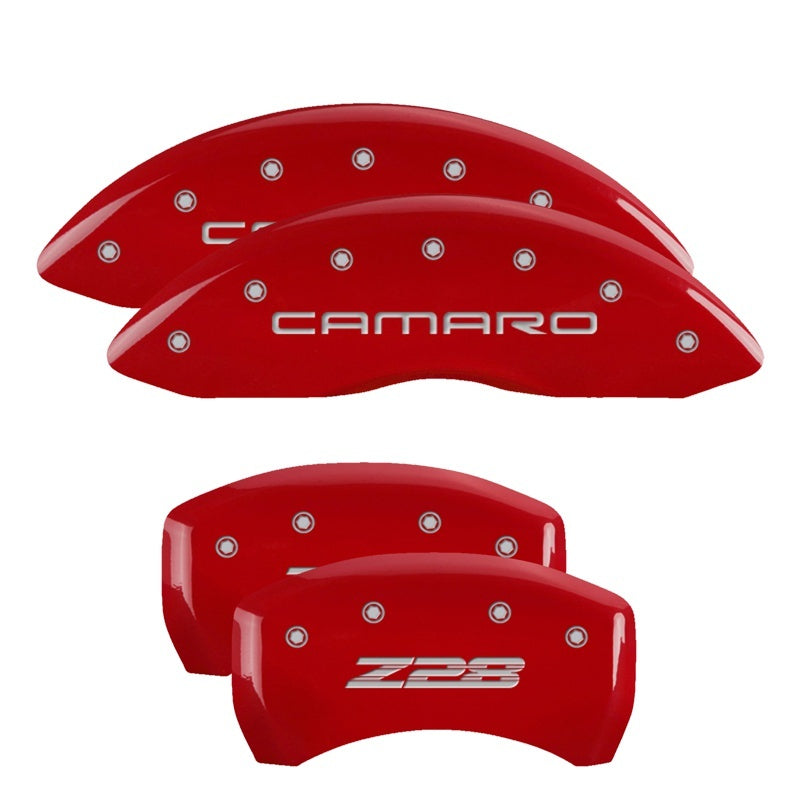 MGP 4 Caliper Covers Engraved Front Gen 4/Camaro Engraved Rear Gen 4/Z28 Red finish silver ch MGP 4 Caliper Covers Engraved Front Gen 4/Camaro Engraved Rear Gen 4/Z28 Red finish silver ch