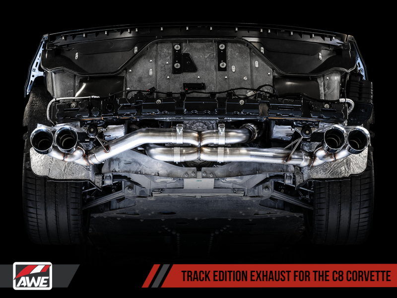 AWE Tuning 2020 Chevrolet Corvette (C8) Track Edition Exhaust - Quad Chrome Silver Tips AWE Tuning 2020 Chevrolet Corvette (C8) Track Edition Exhaust - Quad Chrome Silver Tips