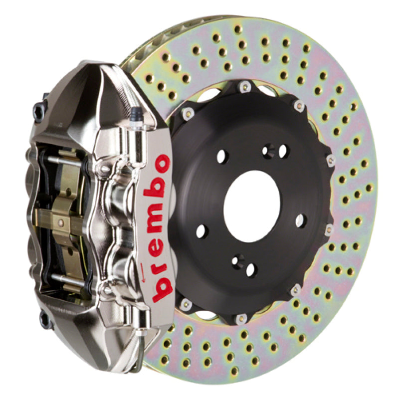 Brembo 99-07 Evo VI/VII/VIII/IXRear GTR BBK 4 Piston Billet 328x28 2pc Rotor Drilled- Nickel Brembo 99-07 Evo VI/VII/VIII/IXRear GTR BBK 4 Piston Billet 328x28 2pc Rotor Drilled- Nickel