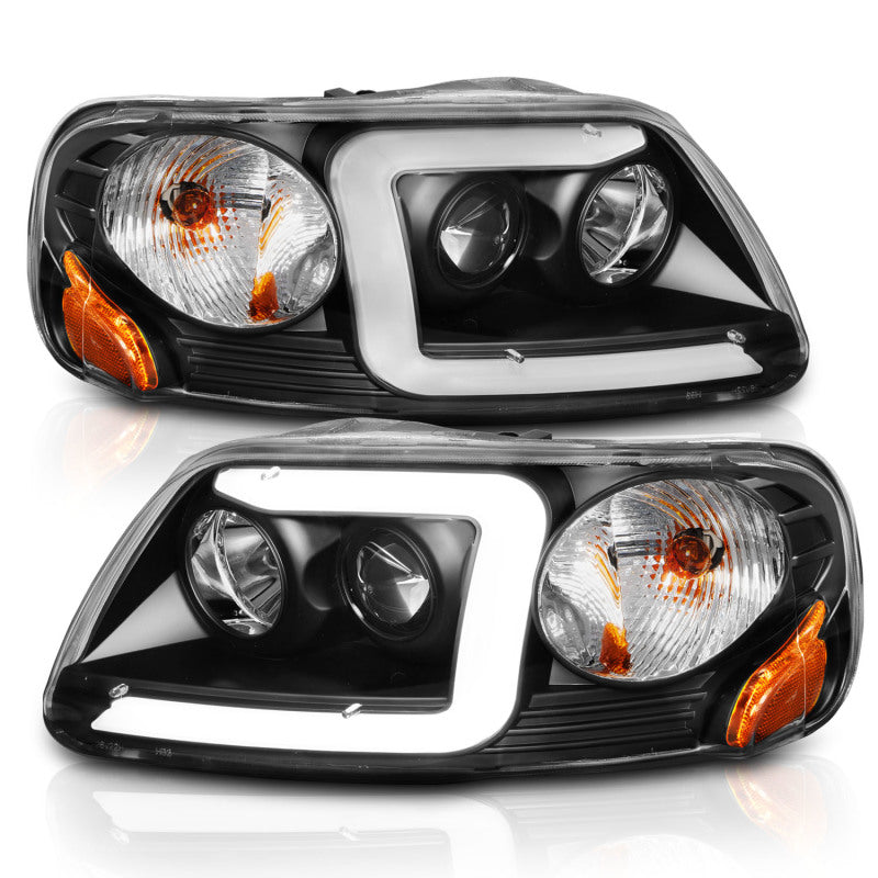 ANZO 1997-2003 Ford F-150 Projector Headlights w/ Light Bar Black Housing ANZO 1997-2003 Ford F-150 Projector Headlights w/ Light Bar Black Housing