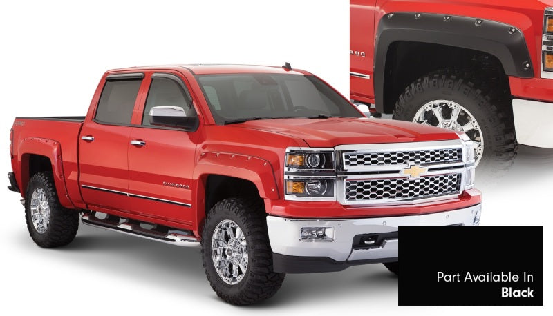 Bushwacker 16-18 Chevy Silverado 1500 Fleetside Pocket Style Flares 4pc 78.8/97.8in Bed - Black Bushwacker 16-18 Chevy Silverado 1500 Fleetside Pocket Style Flares 4pc 78.8/97.8in Bed - Black