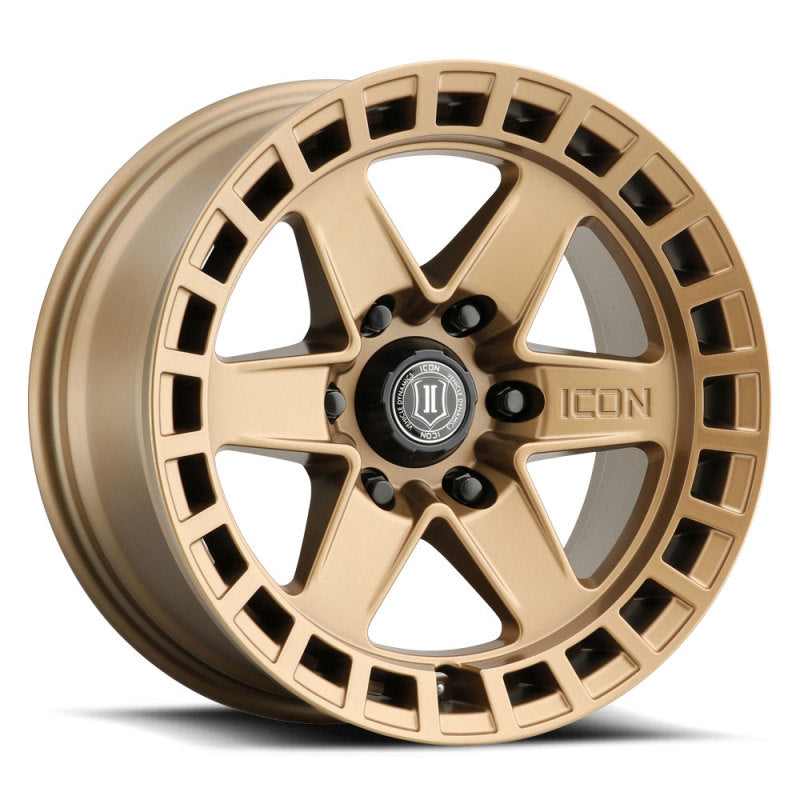 ICON Raider 17x8.5 6x5.5 0mm Offset 4.75in BS Satin Brass Wheel ICON Raider 17x8.5 6x5.5 0mm Offset 4.75in BS Satin Brass Wheel