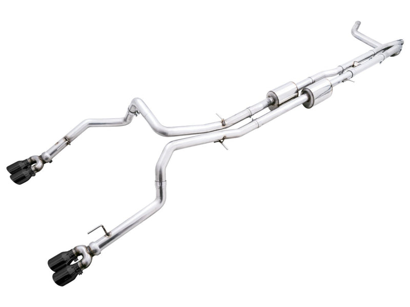 AWE Tuning 22-23 GMC Sierra 1500 AT4X 6.2L 0FG Catback Split Dual (Flat Bumper) - Diamond Black Tips AWE Tuning 22-23 GMC Sierra 1500 AT4X 6.2L 0FG Catback Split Dual (Flat Bumper) - Diamond Black Tips