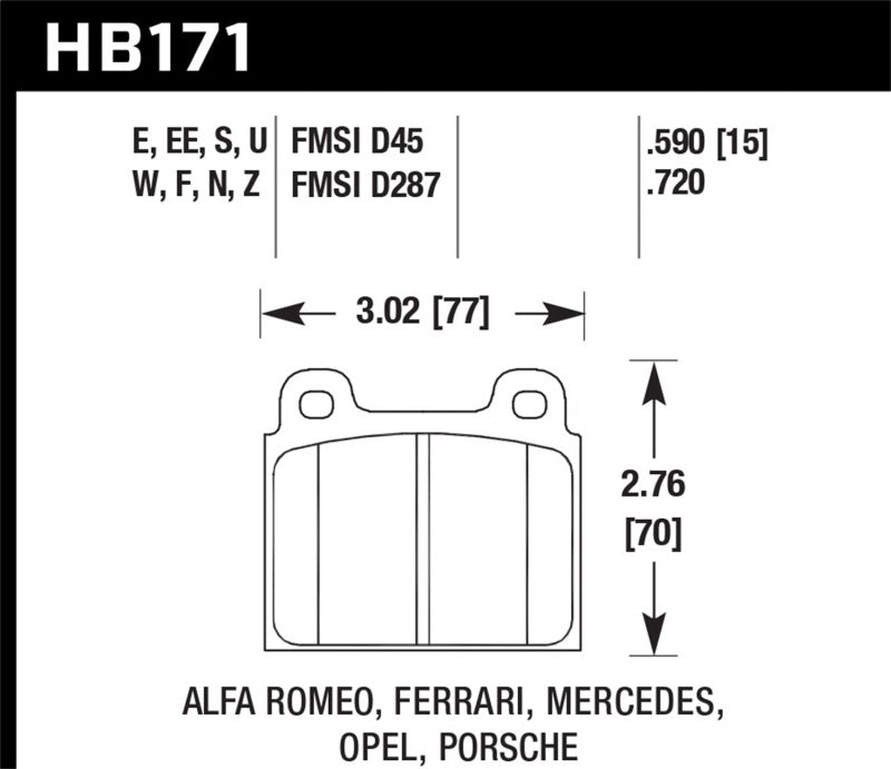 Hawk 1987 Volkswagen Scirocco 1.8L Base Front ER-1 Brake Pads Hawk 1987 Volkswagen Scirocco 1.8L Base Front ER-1 Brake Pads