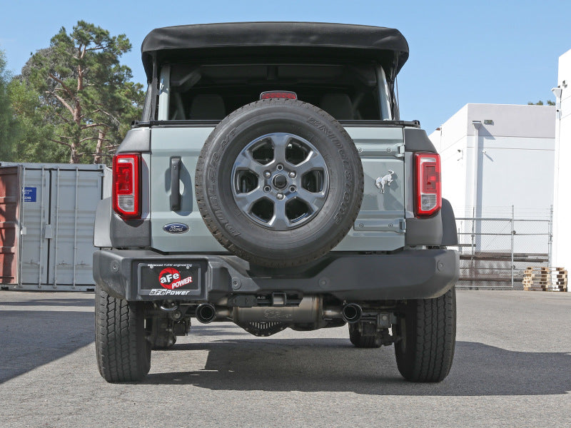 aFe Vulcan 3in 304 SS Cat-Back Exhaust 2021 Ford Bronco L4-2.3L (t)/V6-2.7L (tt) w/ Black Tips aFe Vulcan 3in 304 SS Cat-Back Exhaust 2021 Ford Bronco L4-2.3L (t)/V6-2.7L (tt) w/ Black Tips