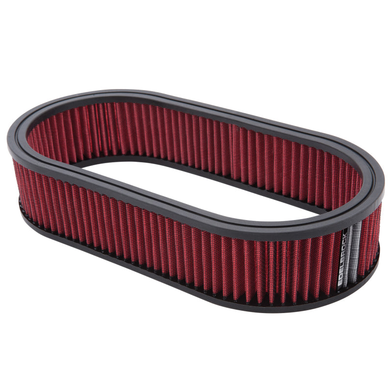 Edelbrock Air Cleaner Element Oval 2 5In Tall Red w/ White Strip Edelbrock Air Cleaner Element Oval 2 5In Tall Red w/ White Strip