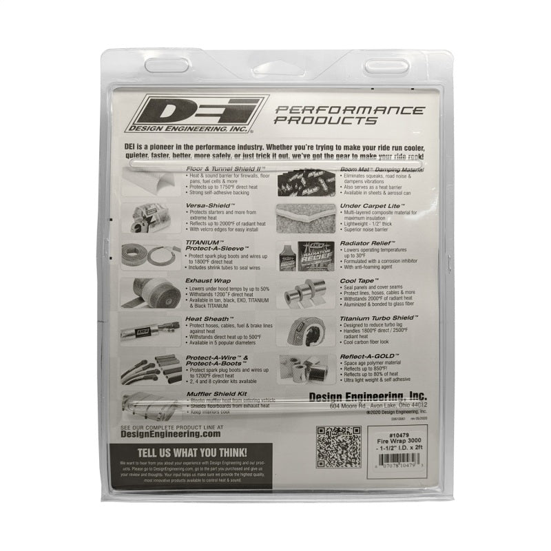 DEI Fire Wrap 3000 1-1/2in I.D. x 2ft DEI Fire Wrap 3000 1-1/2in I.D. x 2ft