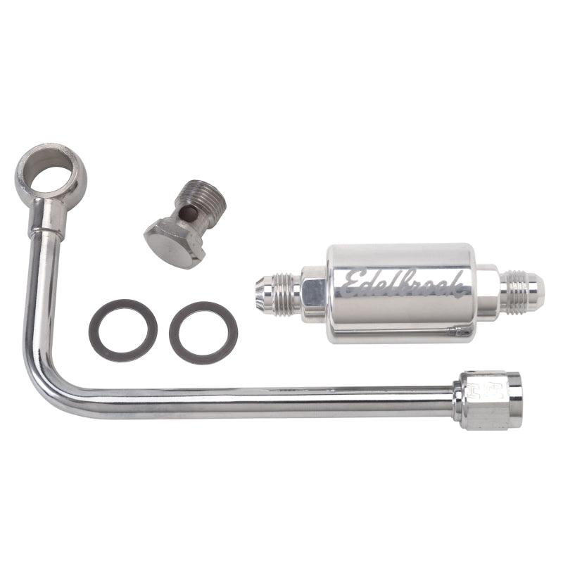 Edelbrock 3/8In Hard Fuel Line w/ -6 B-Nut and Polished Filter Edelbrock 3/8In Hard Fuel Line w/ -6 B-Nut and Polished Filter
