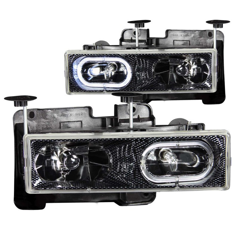 ANZO 1988-1998 Chevrolet C1500 Crystal Headlights Carbon w/ Halo ANZO 1988-1998 Chevrolet C1500 Crystal Headlights Carbon w/ Halo