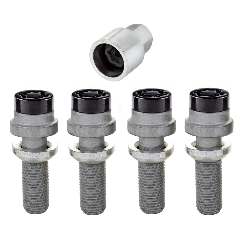McGard Wheel Lock Bolt Set - 4pk. (Radius Seat) M14X1.5 / 19mm Hex / 35.4mm Shank Length - Black McGard Wheel Lock Bolt Set - 4pk. (Radius Seat) M14X1.5 / 19mm Hex / 35.4mm Shank Length - Black