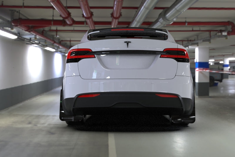Rally Armor 22-24 Tesla Model X Black UR Mud Flap w/White Logo Rally Armor 22-24 Tesla Model X Black UR Mud Flap w/White Logo