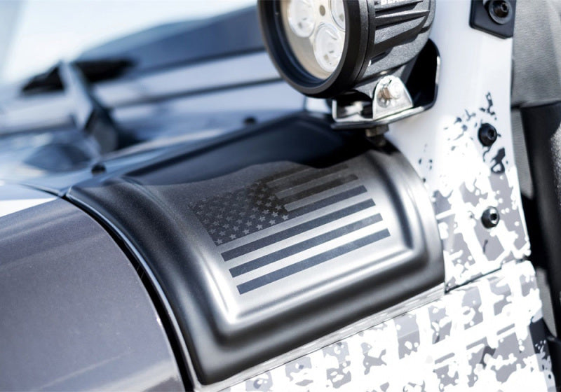 Rampage 2007-2018 Jeep Wrangler(JK) Cowl Cover 2-Door Cowl Cover With American Flag - Black Rampage 2007-2018 Jeep Wrangler(JK) Cowl Cover 2-Door Cowl Cover With American Flag - Black