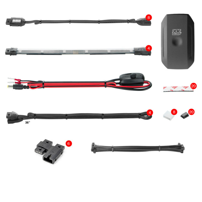XK Glow Strip Million Color XKCHROME Smartphone App ATV/Motorcycle LED Light Kit 8xPod + 4x10In XK Glow Strip Million Color XKCHROME Smartphone App ATV/Motorcycle LED Light Kit 8xPod + 4x10In