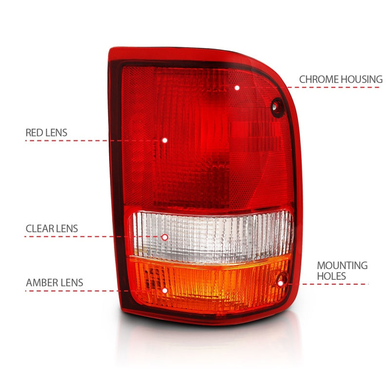 ANZO 1993-1997 Ford Ranger Tail Light Red/Cear (OE) ANZO 1993-1997 Ford Ranger Tail Light Red/Cear (OE)