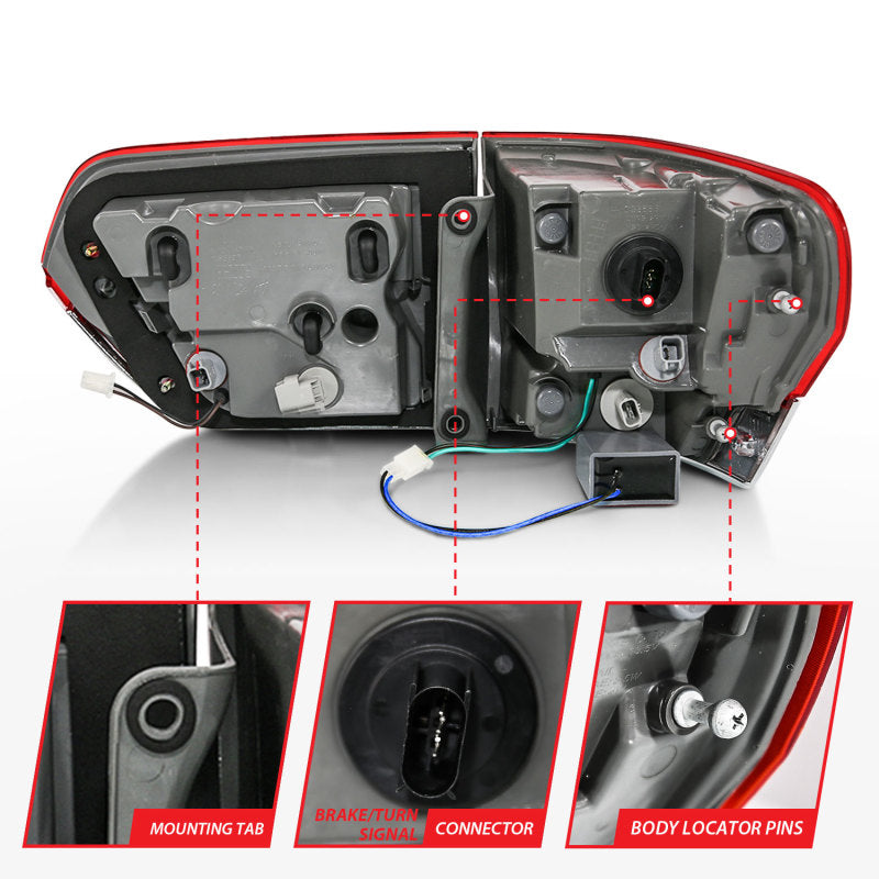 ANZO 2014-2016 Jeep Grand Cherokee LED Taillights Red/Clear ANZO 2014-2016 Jeep Grand Cherokee LED Taillights Red/Clear