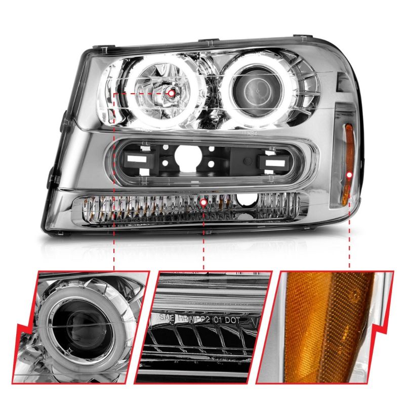 ANZO 02-09 Chevrolet Trailblazer Projector Headlights w/ Halo Chrome Housing (Non-LT Models) ANZO 02-09 Chevrolet Trailblazer Projector Headlights w/ Halo Chrome Housing (Non-LT Models)