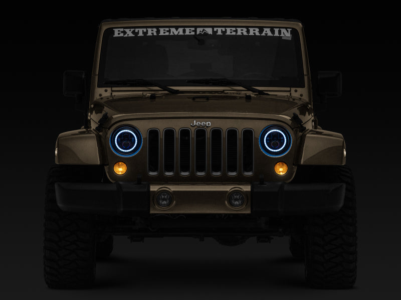 Raxiom 97-18 Jeep Wrangler TJ/JK Axial 7-Inch LED Headlights w/RGB Halo- Blk Hsng (Clear Lens) Raxiom 97-18 Jeep Wrangler TJ/JK Axial 7-Inch LED Headlights w/RGB Halo- Blk Hsng (Clear Lens)