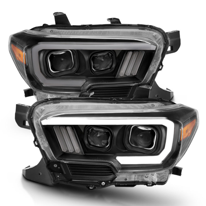 ANZO 2016-2017 Toyota Tacoma Projector Headlights w/ Plank Style Switchback Black w/ Amber ANZO 2016-2017 Toyota Tacoma Projector Headlights w/ Plank Style Switchback Black w/ Amber