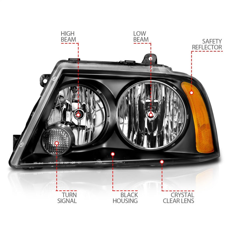ANZO 2003-2006 Lincoln Navigator Crystal Headlights Black ANZO 2003-2006 Lincoln Navigator Crystal Headlights Black