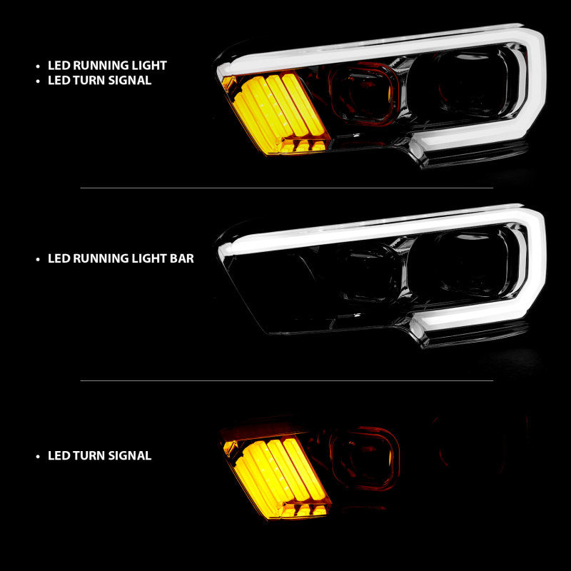 ANZO 2016-2017 Toyota Tacoma Projector Headlights w/ Plank Style Design Chrome/Amber w/ DRL ANZO 2016-2017 Toyota Tacoma Projector Headlights w/ Plank Style Design Chrome/Amber w/ DRL