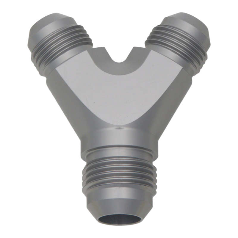 DeatschWerks 8AN Male Flare + 8AN Male Flare to 10AN Male Flare Y Block Fitting DeatschWerks 8AN Male Flare + 8AN Male Flare to 10AN Male Flare Y Block Fitting