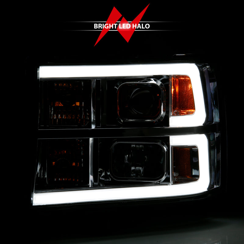 ANZO 2007-2013 Gmc Sierra 1500 Projector Headlight Plank Style Chrome w/ Clear Lens Amber ANZO 2007-2013 Gmc Sierra 1500 Projector Headlight Plank Style Chrome w/ Clear Lens Amber