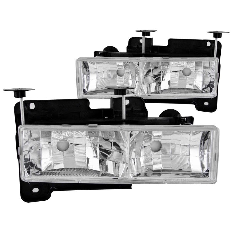ANZO 1988-1998 Chevrolet C1500 Crystal Headlights Chrome w/o Bulbs ANZO 1988-1998 Chevrolet C1500 Crystal Headlights Chrome w/o Bulbs