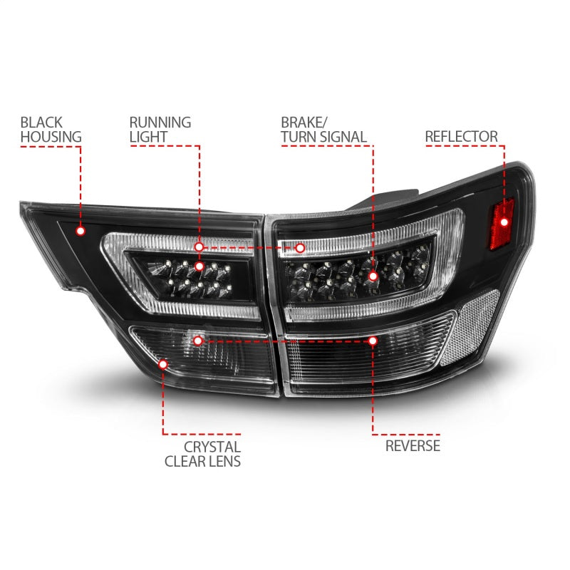 ANZO 11-13 Jeep Grand Cherokee LED Taillights w/ Lightbar Black Housing/Clear Lens 4pcs ANZO 11-13 Jeep Grand Cherokee LED Taillights w/ Lightbar Black Housing/Clear Lens 4pcs
