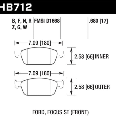 Hawk 13 Ford Focus Street HPS 5.0 Front Brake Pads