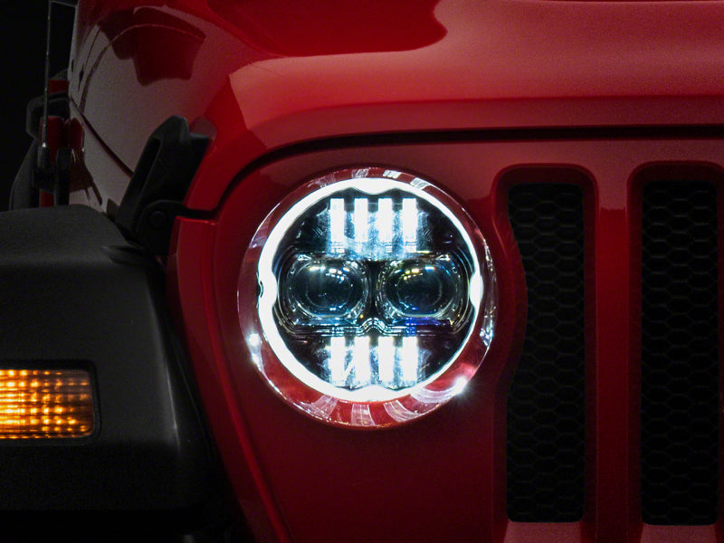 Raxiom 18-23 Jeep Wrangler JL Axial Series 9-In Angel Eye LED Headlights- Blk Housing (Clear Lens) Raxiom 18-23 Jeep Wrangler JL Axial Series 9-In Angel Eye LED Headlights- Blk Housing (Clear Lens)