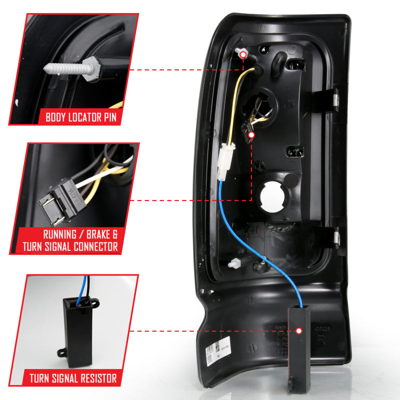 ANZO 1994-2001 Dodge Ram 1500 LED Taillights Plank Style Chrome w/ Clear Lens ANZO 1994-2001 Dodge Ram 1500 LED Taillights Plank Style Chrome w/ Clear Lens