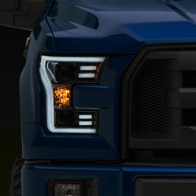 Raxiom 15-17 Ford F-150 Projector Headlights w/ LED Accent- Chrome Housing (Clear Lens)