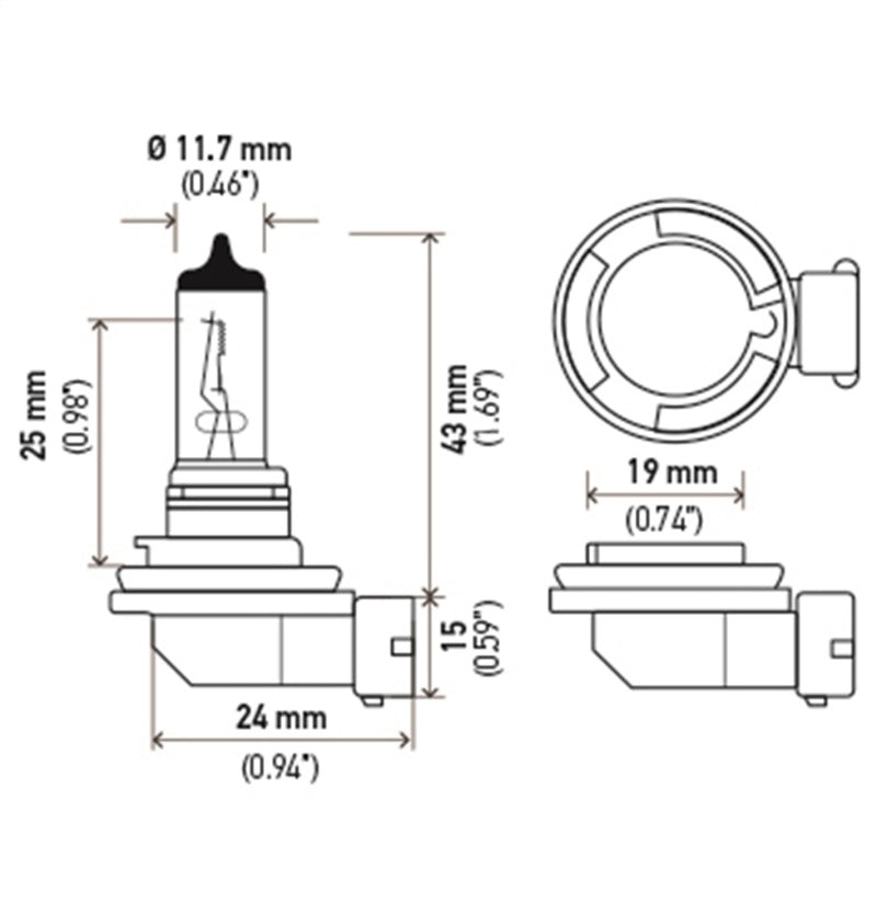 Hella Bulb H11 12V 55W PGJ19-2 T4 LONG LIFE Hella Bulb H11 12V 55W PGJ19-2 T4 LONG LIFE