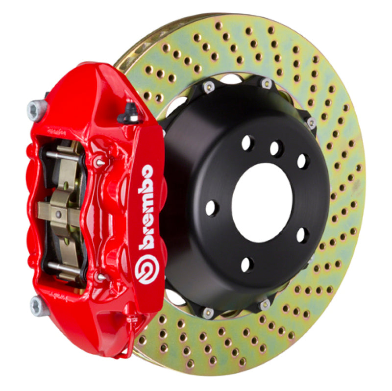 Brembo 08-13 M3 (E90/E92/E93) Rear GT BBK 4 Piston Cast 380x28 2pc Rotor Drilled-Red Brembo 08-13 M3 (E90/E92/E93) Rear GT BBK 4 Piston Cast 380x28 2pc Rotor Drilled-Red