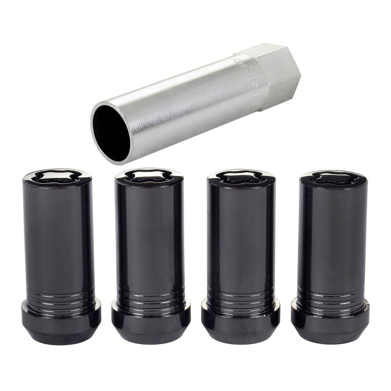 McGard Wheel Lock Nut Set - 4pk. (Tuner / Cone Seat) M14X1.5 / 1in. Hex / 1.935in. Length - Black McGard Wheel Lock Nut Set - 4pk. (Tuner / Cone Seat) M14X1.5 / 1in. Hex / 1.935in. Length - Black