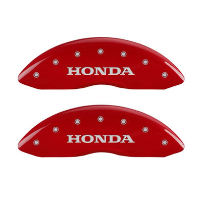 MGP 4 Caliper Covers Engraved Front Honda Engraved Rear H Logo Red finish silver ch