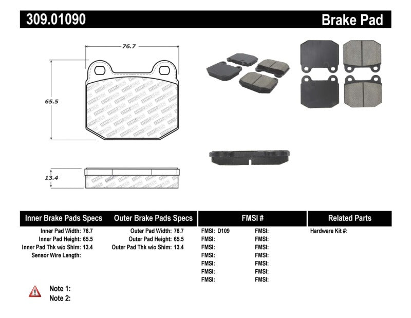 StopTech Performance 05-06 Lotus Exige Front Brake Pads StopTech Performance 05-06 Lotus Exige Front Brake Pads