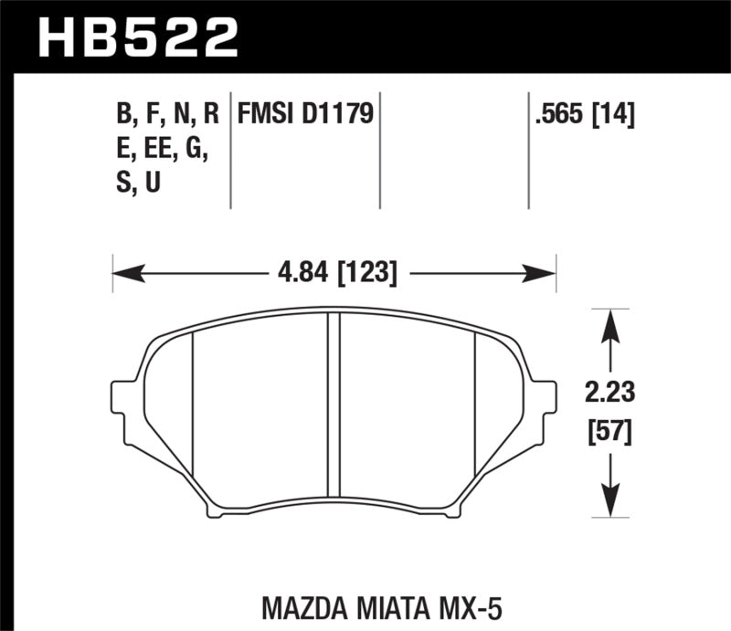 Hawk 2006-2006 Mazda MX-5 Miata Club Spec HPS 5.0 Front Brake Pads Hawk 2006-2006 Mazda MX-5 Miata Club Spec HPS 5.0 Front Brake Pads