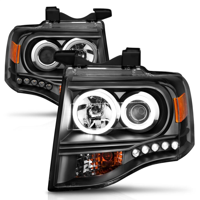 ANZO 2007-2014 Ford Expedition Projector Headlights w/ Halo Black ANZO 2007-2014 Ford Expedition Projector Headlights w/ Halo Black