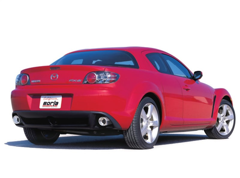 Borla 03-09 Mazda RX-8 1.3L Single Round Rolled Angle-Cut Cat-Back Exhaust Borla 03-09 Mazda RX-8 1.3L Single Round Rolled Angle-Cut Cat-Back Exhaust