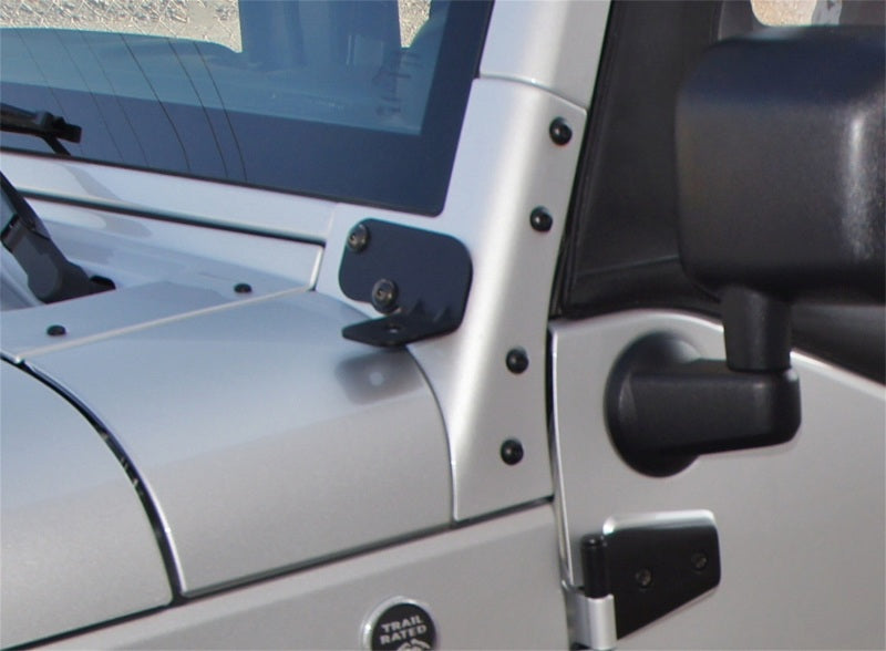 Rampage 2007-2018 Jeep Wrangler(JK) Windshield Hinge Light Bracket - Black Rampage 2007-2018 Jeep Wrangler(JK) Windshield Hinge Light Bracket - Black