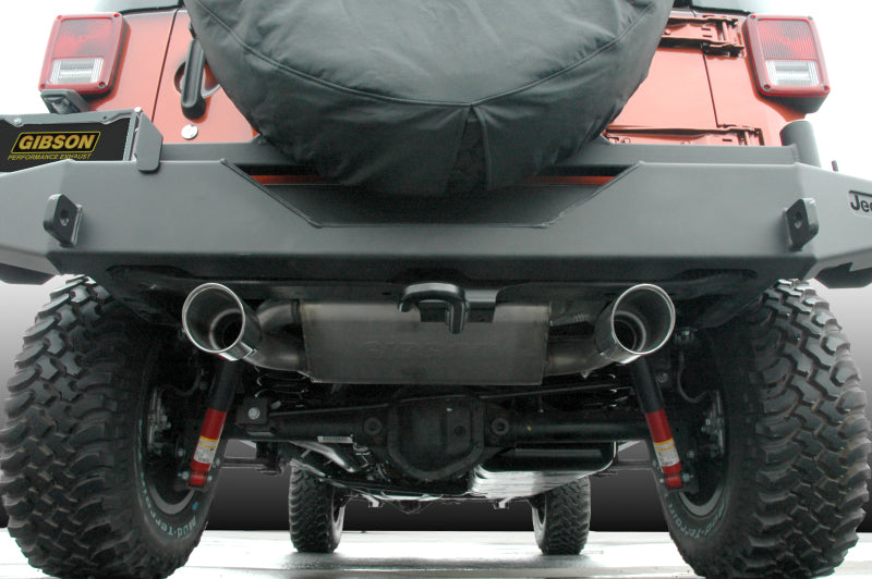 Gibson 07-17 Jeep Wrangler JK Sport 3.6L 2.5in Cat-Back Dual Split Exhaust - Stainless Gibson 07-17 Jeep Wrangler JK Sport 3.6L 2.5in Cat-Back Dual Split Exhaust - Stainless