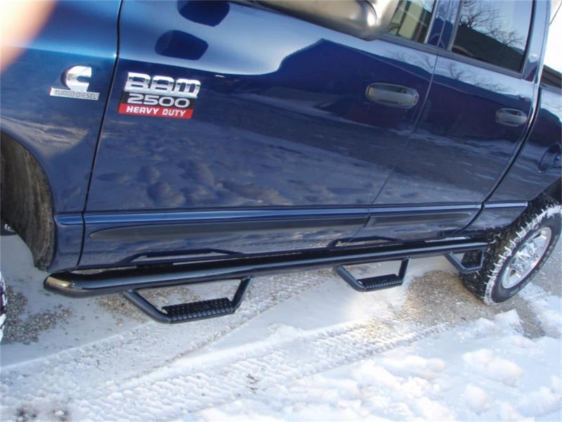 N-Fab Nerf Step 02-08 Dodge Ram 1500/2500/3500 Quad Cab 6.4ft Bed - Gloss Black - Bed Access - 3in N-Fab Nerf Step 02-08 Dodge Ram 1500/2500/3500 Quad Cab 6.4ft Bed - Gloss Black - Bed Access - 3in
