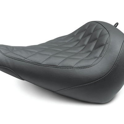 Mustang 18-21 Harley Fat Boy Wide Tripper Solo Seat Diamond Stitch - Black
