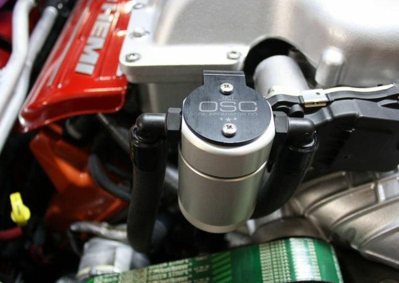 J&L 15-24 Dodge Hellcat/Demon 6.2L Hemi Passenger Side Oil Separator 3.0 - Clear Anodized J&L 15-24 Dodge Hellcat/Demon 6.2L Hemi Passenger Side Oil Separator 3.0 - Clear Anodized