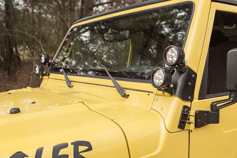 Rugged Ridge 97-06 Jeep Wrangler TJ/LJ 3.5in Round Dual A-Pillar LED Kit Rugged Ridge 97-06 Jeep Wrangler TJ/LJ 3.5in Round Dual A-Pillar LED Kit